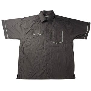 Illusionz vintage Mens Black Short Sleeve Fashion Button Up Shirt 3XL